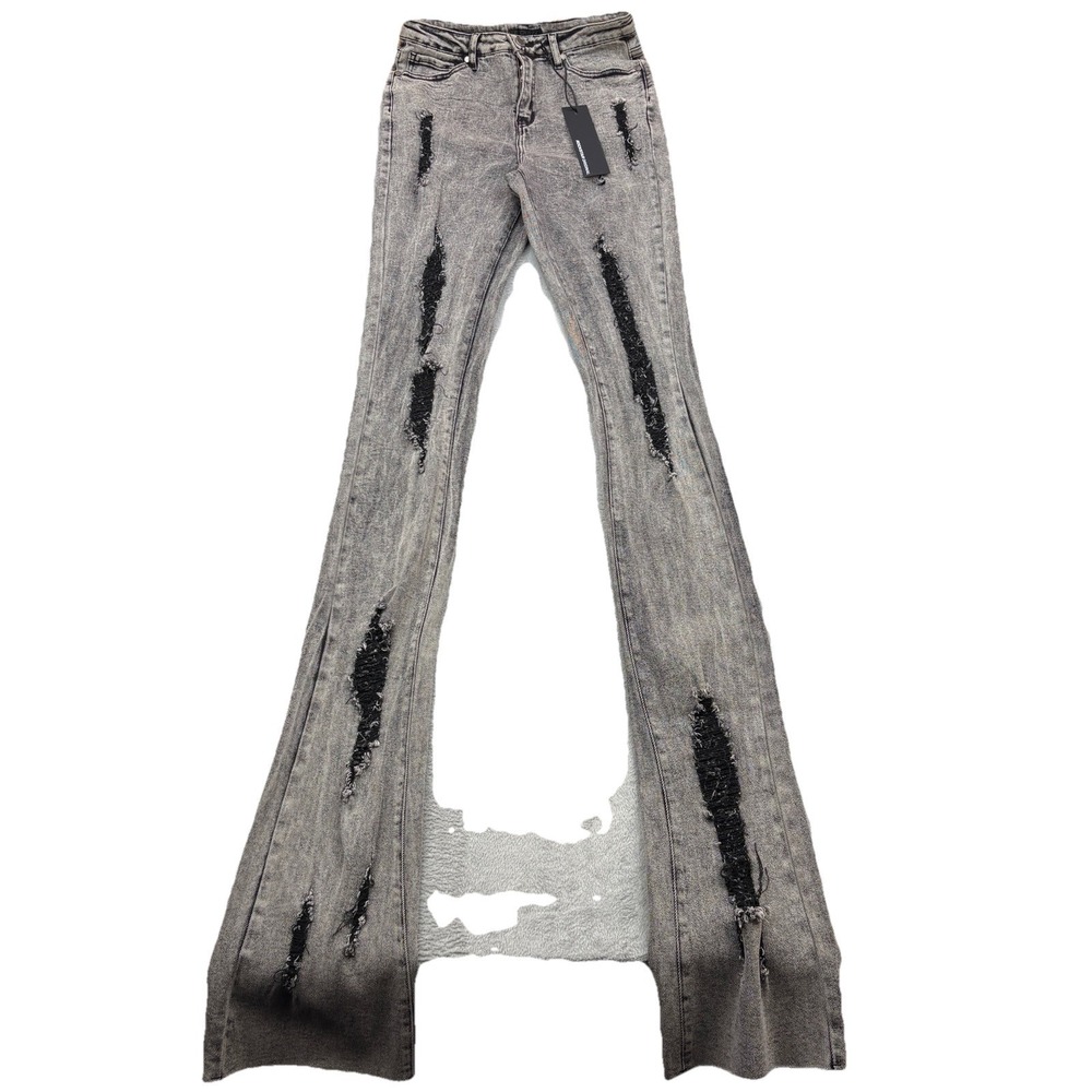 Rockstar Original Jeans Mens Large 29 Crush Gray Denim Super Stacked Distressed
